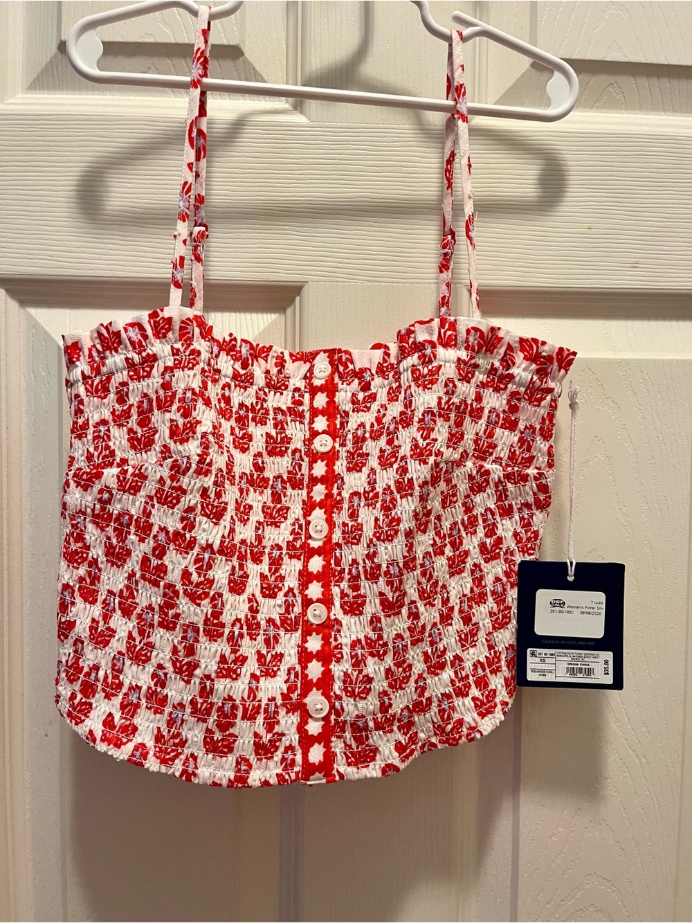 Roller Rabbit x Target Red Lavender Floral Smocked Corset Top XS NWT